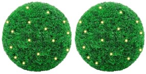 vidaXL Bolas artificiais de buxo com luzes LED 2 pcs verde 52 cm