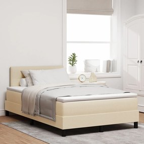 Cama Box Spring com Colchão & LED Bege 120 x 190 cm Tecido
