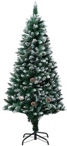 321016 vidaXL Árvore de Natal artificial com pinhas e neve branca 180 cm