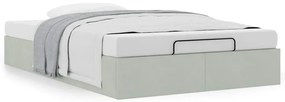 Otomano Bed Frame No Colchão Cinzento Claro 120x200 cm Veludo
