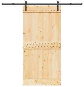 vidaXL Porta de correr c/ ferragens 100x210 cm madeira de pinho maciça