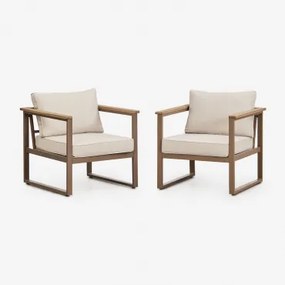 Pack De 2 Poltronas Em Alumínio Lipov Moka Brown - Sklum