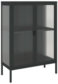 Aparador Laurine com Vitrine de 105cm - Preto - Design Vintage