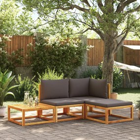 4 pcs conjunto de sofás de jardim com almofadões acácia maciça