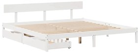 Cama sem colchão 200x200 cm madeira de pinho maciça branco
