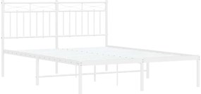 Estrutura de cama com cabeceira 135x190 cm metal branco