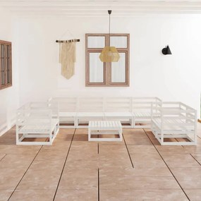 vidaXL 9 pcs conjunto lounge de jardim pinho maciço branco