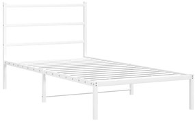 Estrutura de cama com cabeceira 100x200 cm metal branco