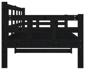 Sofá-cama 80x200 cm madeira de pinho maciça preto