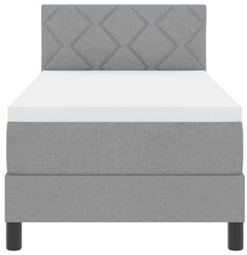 Cama Box com Colchão e LED Cinza Claro 80x200 cm Tecido