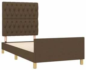 Estrutura de cama sem colchão 100x200 cm tecido castanho-escuro