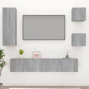 vidaXL Conjunto móveis de TV 5 pcs madeira processada sonoma cinza