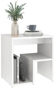 Mesa de cabeceira derivados de madeira branco brilhante