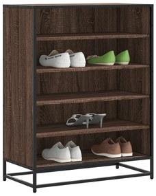 vidaXL Sapateira 75x38x97,5 cm deriv. madeira/metal carvalho castanho