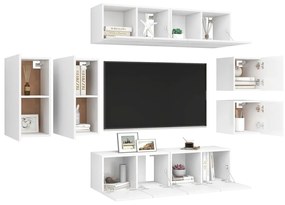 8 pcs conjunto de móveis de TV contraplacado branco