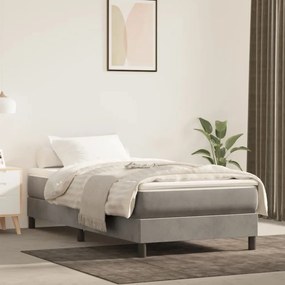 Estrutura de cama com molas 90x190 cm veludo cinzento-claro