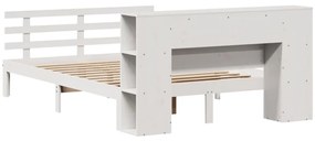 Cama com estante sem colchão 140x190 cm pinho maciço branco