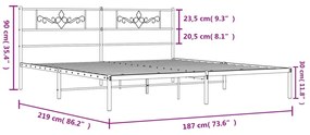 Estrutura de cama com cabeceira 183x213 cm metal branco