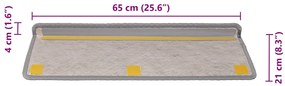 Tapetes escada adesivos aspeto sisal 30pcs 65x21x4 cm prateado