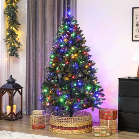 Árvore de Natal 180 cm com Luzes LED 9 Modos de Iluminação 802 Ramos e Neve Artificial Verde