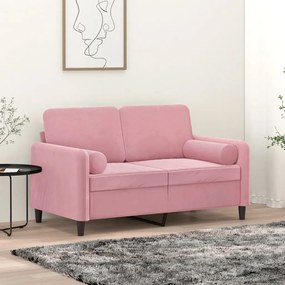 vidaXL Almofadas decorativas 2 pcs Ø15x50 cm veludo rosa