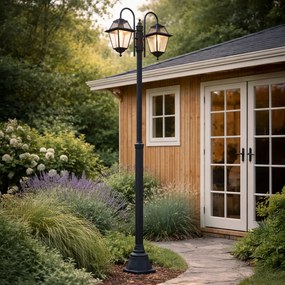 Lanterna de exterior clássica preta 235 cm 2-luzes IP44 - Berta