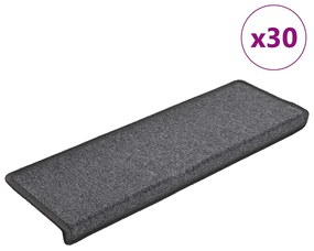 vidaXL Tapetes de escadas 30 pcs 65x21x4 cm cinza-escuro