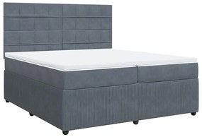 Cama com molas/colchão 200x200 cm veludo cinzento-escuro