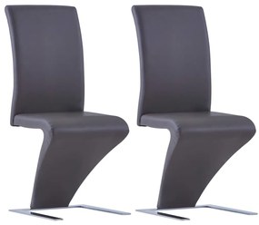 Cadeiras de jantar ziguezague 2 pcs couro artificial cinzento
