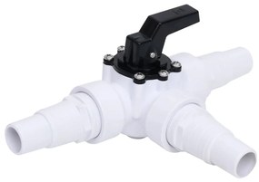 vidaXL Válvula esférica de 3 vias para piscina branco e preto