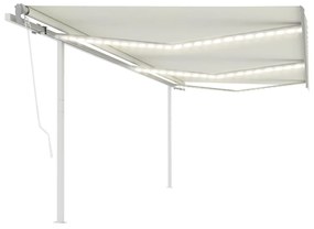 Toldo automático com LED e sensor de vento 6x3 m cor creme