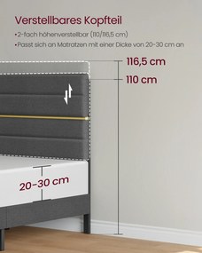 Estrutura de cama moderna 90 x 200 cm (COLCHÃO NÃO INCLUIDO) com cabeceira estofada para quarto cinza ardósia