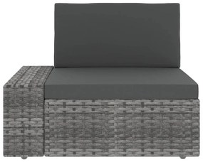 7 pcs conjunto lounge de jardim c/ almofadões vime PE cinzento