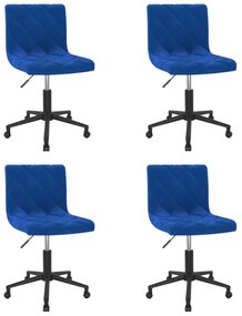 Cadeiras de jantar giratórias 4 pcs veludo azul