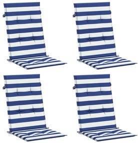 Almofadões cadeira encosto alto 4 pcs tecido riscas azul/branco