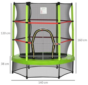 Trampolim Infantil Ø107 cm com Rede de Segurança Ø140x160 cm Verde