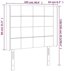 Cabeceira cama c/ luzes LED veludo 103x16x118/128cm azul-escuro