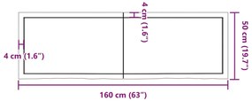 Tampo de mesa 160x50x(2-4) cm carvalho tratado castanho-escuro