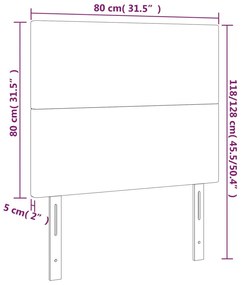 Cabeceira cama c/ luzes LED veludo 80x5x118/128cm cinza-claro