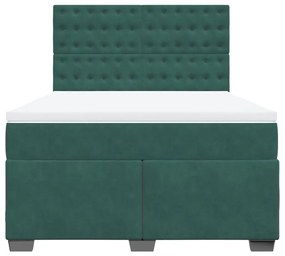 Cama com molas/colchão 160x200 cm veludo verde-escuro