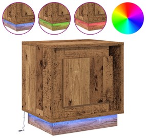 Cômodas de cabeceira com luzes LED 2 pcs Madeira velha 44x34,5x45 cm