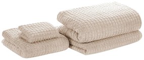 Conjunto de 4 toalhas cremes de algodão ATAI Beliani