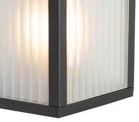LED Candeeiro de parede exterior inteligente preto com vidro canelado incl. Wifi A60 - Charlois Moderno