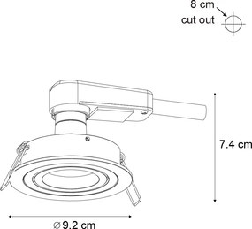 Foco embutido moderno Cinza-escuro GU10 50mm Redondo Inclinável - Rondoo