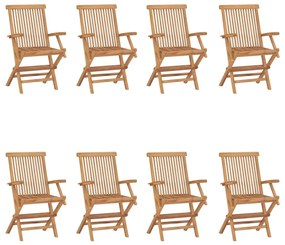 vidaXL Cadeiras de jardim dobráveis 8 pcs madeira de teca maciça
