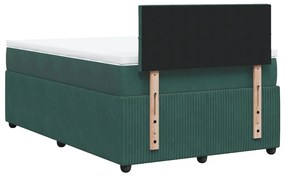 Cama boxspring com colchão 120x200 cm veludo verde-escuro