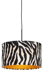 Candeeiro de suspensão moderno preto com abajur de zebra 35 cm - Combi Moderno