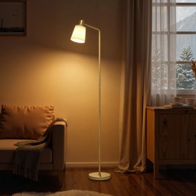 Candeeiro de Pé LED Regulável com Ecrã Giratório 350° 3 Temperaturas de Cor 3000K/4000K/6500K 45x21x148 cm Branco e Dourado