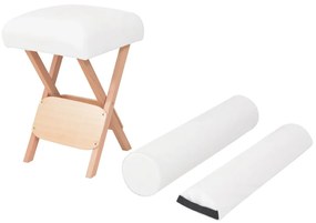 Banco massagens dobrável assento 12 cm espess. + 2 rolos branco