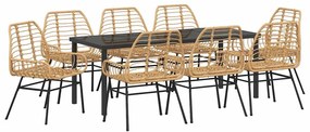 Conjunto de Jantar de Jardim com 9 Peças em Rattan Sintético Marrom
